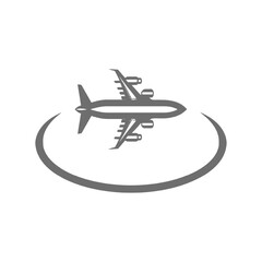 Airplane in flight Black and white Illustration