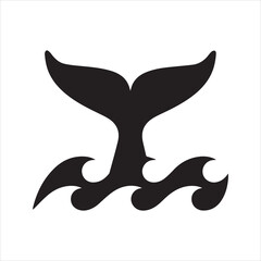 Whale Tail Silhouette Vector in Ocean Splash Scene