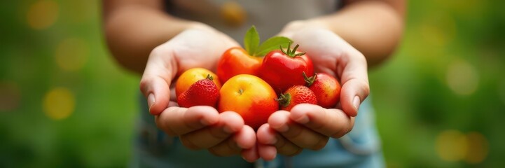 Small hands overflowing with summer bounty, a happy team ,  heap,  playful,  development