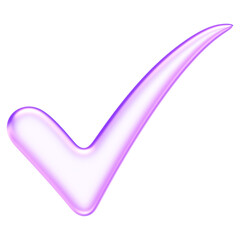 Checkmark icon in translucent glassmorphism design, representing confirmation, approval confirmation success symbol tick validation yes okay, 3d rendering