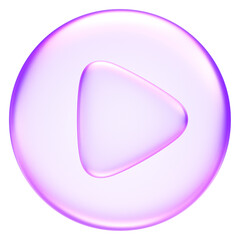 Glassmorphism play button icon, perfect for media, video, streaming, and modern digital interfaces, media player digital technology website, 3d rendering