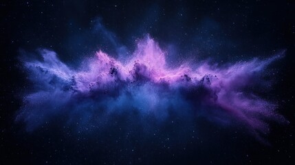 Naklejka premium Cosmic purple-blue nebula amid starry night
