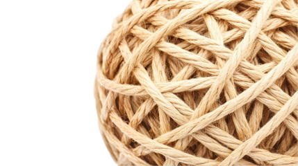 Intricate Tapestry of Twine A Textured Orb of Natural Fiber isolated on transparent background