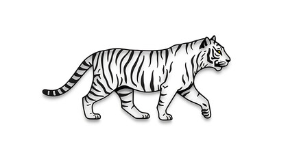 Naklejka premium tiger outline walking