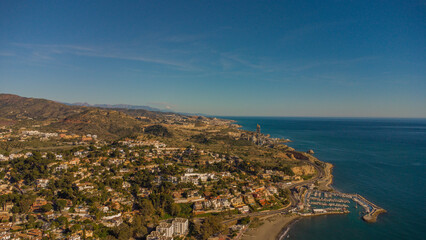 Drone Image of Calm Waters and Historic Seaside Homes in Pedregalejo Beach