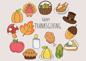 Collection of traditional thanksgiving elements