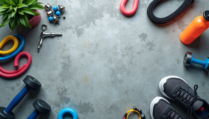 Fitness Equipment Flat Lay Home Workout Essentials & Gym Gear