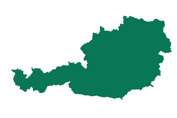 Map of Austria, sign silhouette. World Map Globe. Vector Illustration isolated on white background. Europe continent.