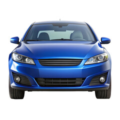 Blue Car Front View Isolated on Pure White Background

