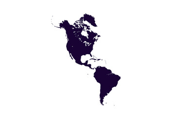 Map of North and South America, sign silhouette. World Map Globe. Vector Illustration isolated on transparent background. American continent.