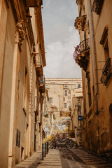 Baroque streets of Noto, Sicily with historic architecture and Mediterranean charm