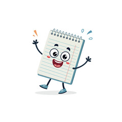 Whimsical Note Taking: A charming cartoon notepad with a cheerful expression, ready to capture ideas and inspire creativity.