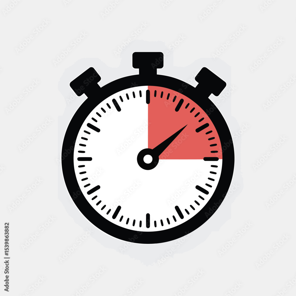 Aufkleber digital stopwatch icon with red segment illustrating time management and efficiency concept for vari