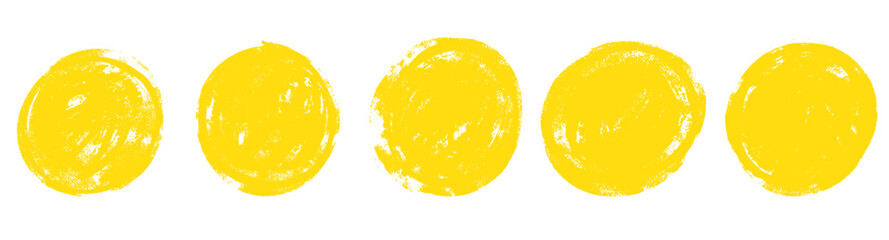 Stamp yellow brush sun sign on white backgrounds. Brush rough sun round shape. Vector illustration