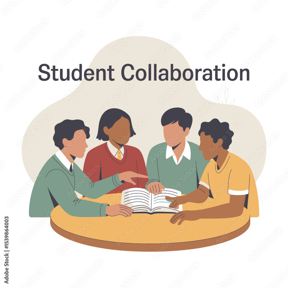 Poster diverse group of students collaborating around a table studying and working together sharing ideas i