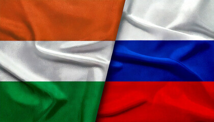 ロシアとウズハンガリーの国旗。(Russia flag and Hungary flag.)
