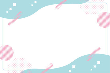 かわいい幾何学フレーム　ピンク　水色