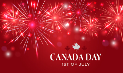 Canada day. Canada Independence day 1st of july. Fireworks background