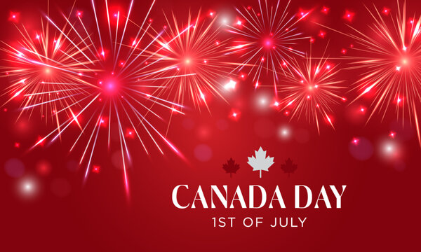 Canada day. Canada Independence day 1st of july. Fireworks background