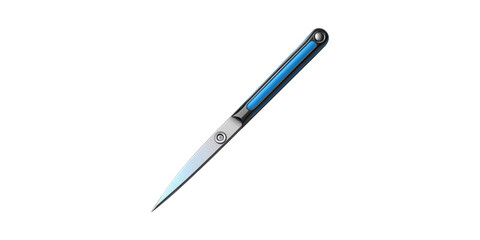 Futuristic Folding Knife With Blue Handle. Sleek Design For Outdoor And Tactical Use Isolated On Transparent Background