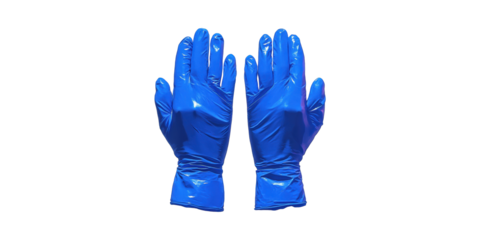 Blue Nitrile Gloves For Medical And Industrial Use. Protective Equipment For Hygiene And Safety Isolated On Transparent Background