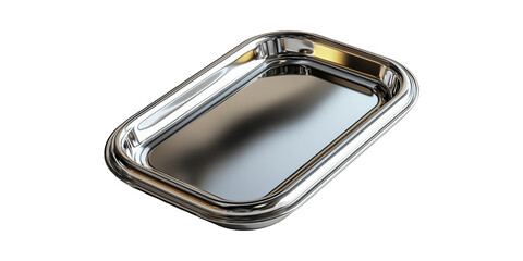 Stainless Steel Rectangular Tray. Durable And Versatile Kitchenware For Serving And Baking Isolated On Transparent Background