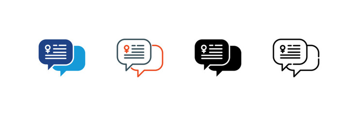 Speech icon set multiple style collection