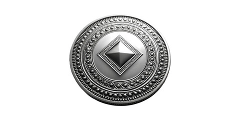 Ornate Silver Medallion With Geometric Patterns. Symbol Of Elegance And Craftsmanship Isolated On Transparent Background