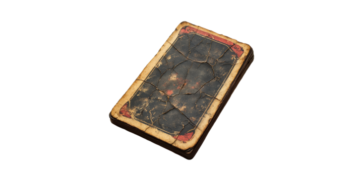 Vintage Tarot Card Deck With Worn And Cracked Design. Mystical And Historical Symbolism Isolated On Transparent Background