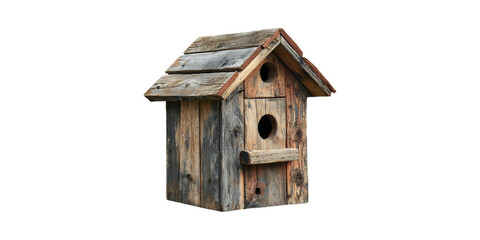 Rustic Wooden Birdhouse. Vintage Design For Garden Decor And Wildlife Habitat Isolated On Transparent Background