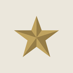 Isolated gold star illustration on a neutral cream background ideal for awards and celebration concepts with geometric design