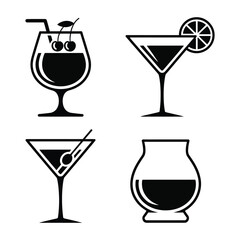 Cocktail vector icon set
