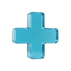 Obraz premium Crystalline Plus Sign A Symbol of Healthcare and Wellness isolated on transparent bacckground