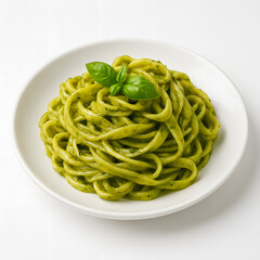 Fettuccine pasta with pesto sauce