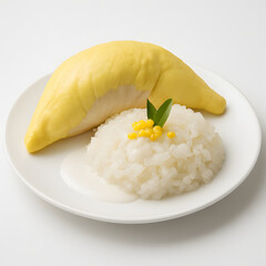 Thai durian with sticky rice and coconut cream