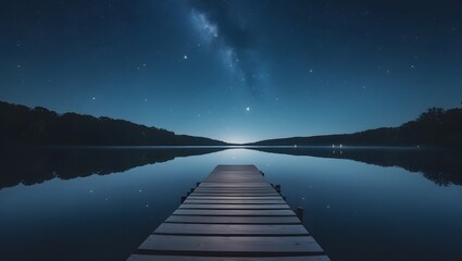 Serene Night Milky Way over Tranquil Lake