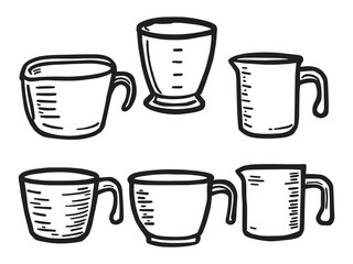 Kitchen measuring cups linear vector illustration