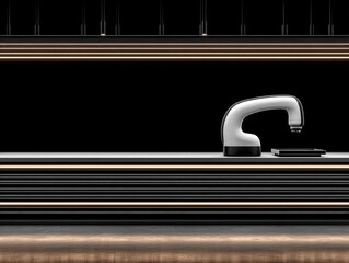 Obraz premium Modern smart faucet integrated into sleek countertop with minimalist design evoking luxury and sophistication in contemporary home settings showcasing cutting-edge technology aesthetics