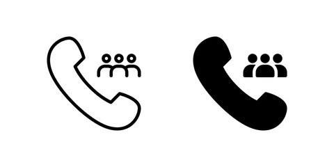 Obraz premium Group Call Icon Set. A black icon of a group call symbol, representing multi-user communication.