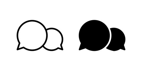 Bubble Chat Icon Set. A black icon of chat bubbles, representing messaging interaction.