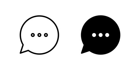 Chat Icon Set. A black icon of a chat symbol, representing online conversation.