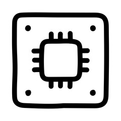 CPU icon. Hand drawn style.