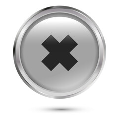 Gray glass button cansel.  Isolated on white background. EPS 10. Vector icon
