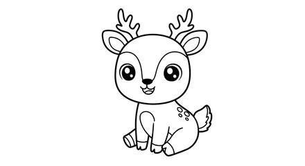 Fototapeta premium Adorable Deer Coloring Page Cute Animal Illustration for Kids
