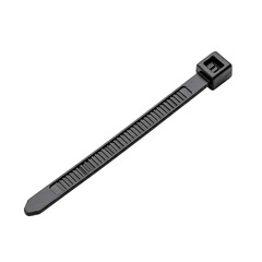 Black cable zip tie for organization and fastening materials, isolated on transparent background    