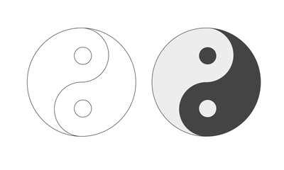 Set of Yin Yang icons. Daoism Symbol. Vector illustration