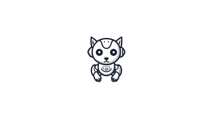 Obraz premium Cute Robot Cat Illustration.