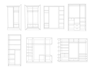 Cupboard outline vector illustration. Line, glyph, and filled outline colorful version, Cupboard outline and filled vector sign, Symbol, logo. Clothing wardrobe background vector illustration.