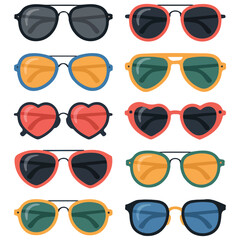 Fashion sunglasses in plastic frames vector isolated white background