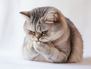 A contemplative silver tabby cat with a thoughtful expression, perfect for pet-related content, social media, or marketing materials aimed at animal lovers.